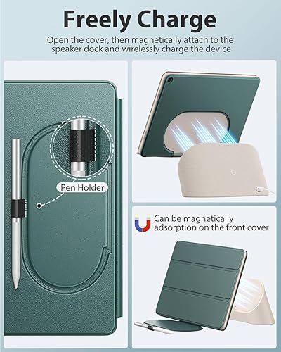 Miniatura 4 de MoKo Funda para tableta Google Pixel 2023, diseño plegable + funda de cuero ultra fina y delgada con soporte para lápices, funda para tableta Pixel