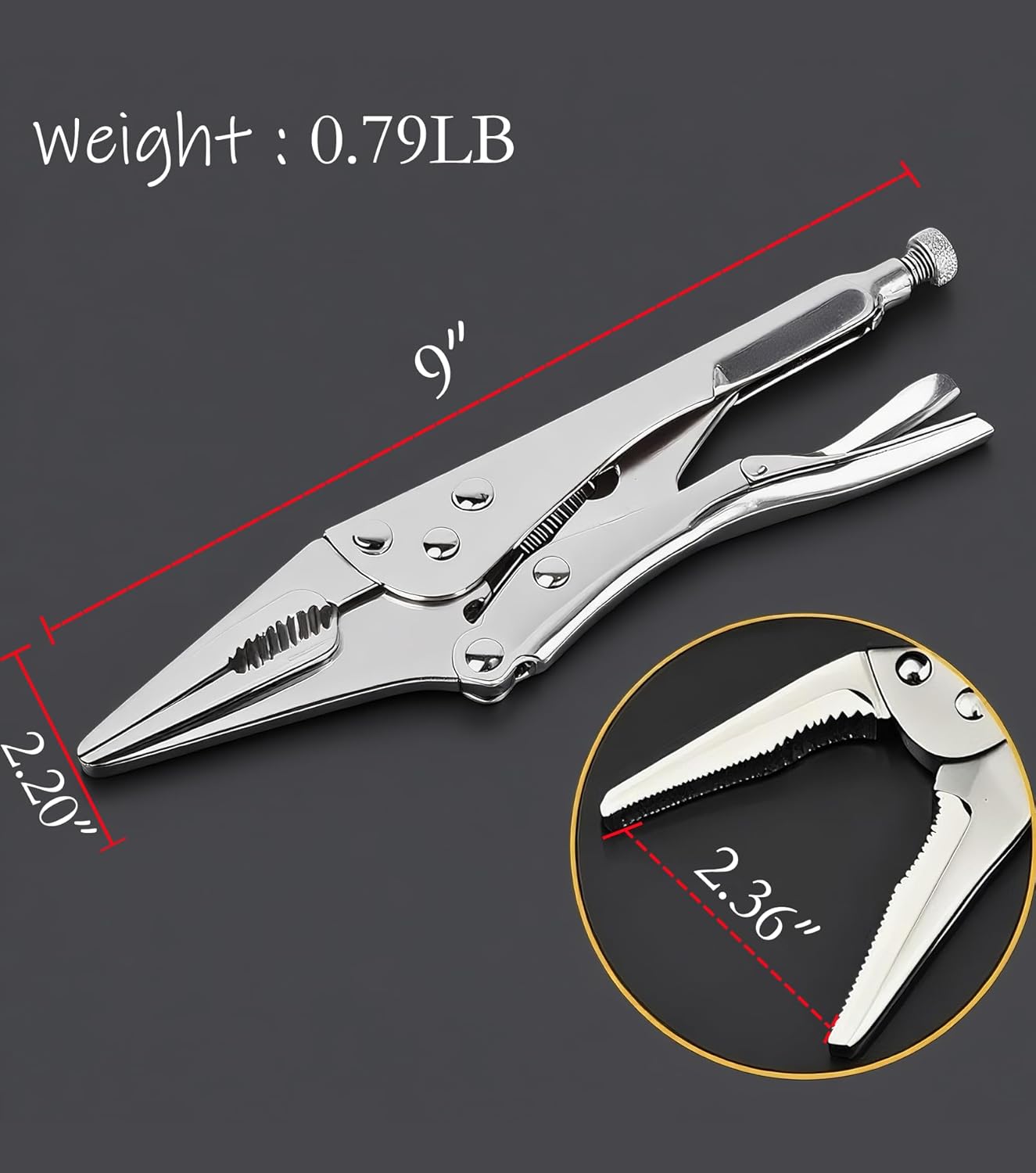 Needle Nose Vice Grips 9 inch,Spring-Loaded,Anti-Rust,One-Handed Operation.
