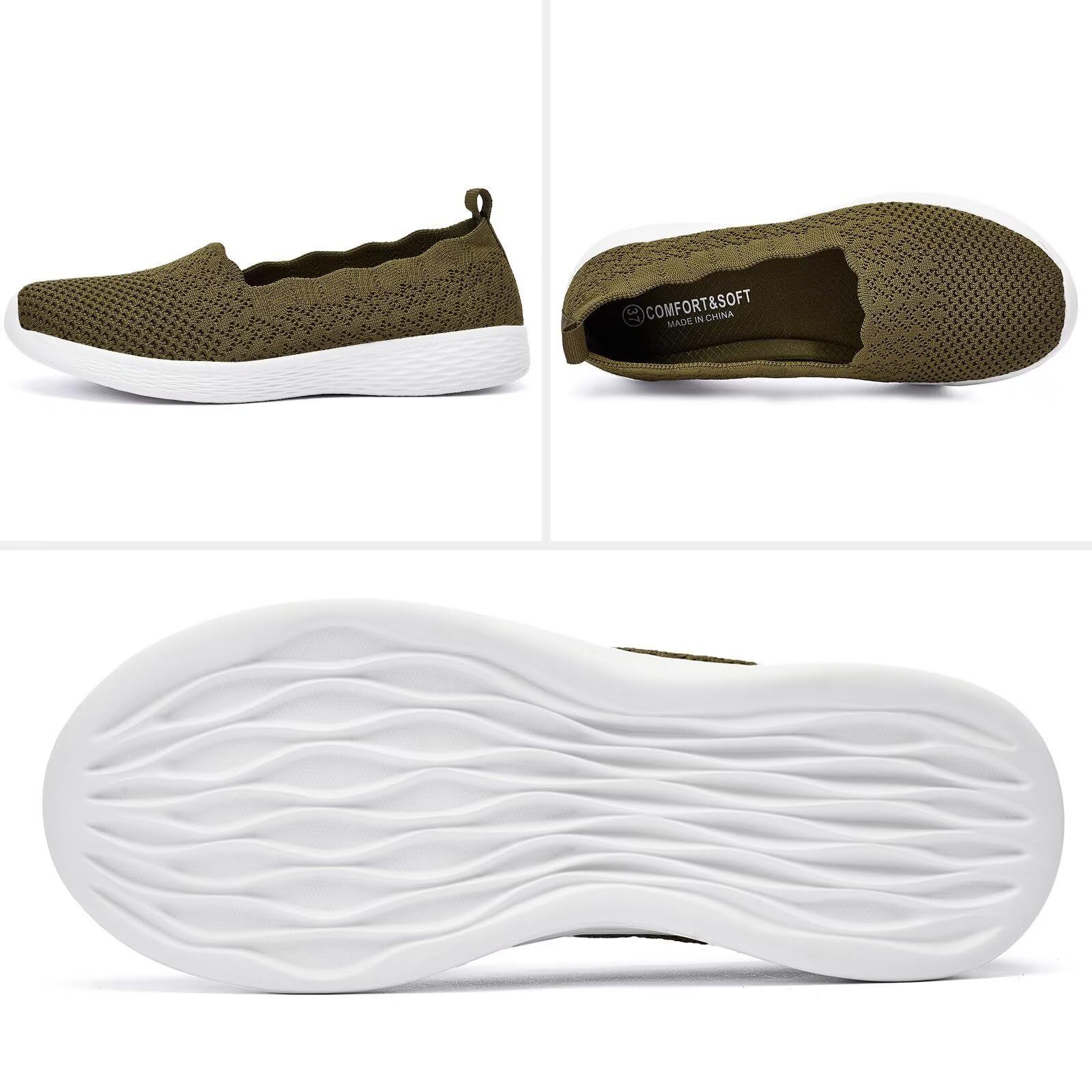 Puxowe Scarpe Mocassini Slip On da Donna Eleganti Leggere Fitness Casual Outdoor Passeggio Maglieria Piatte Sneakers