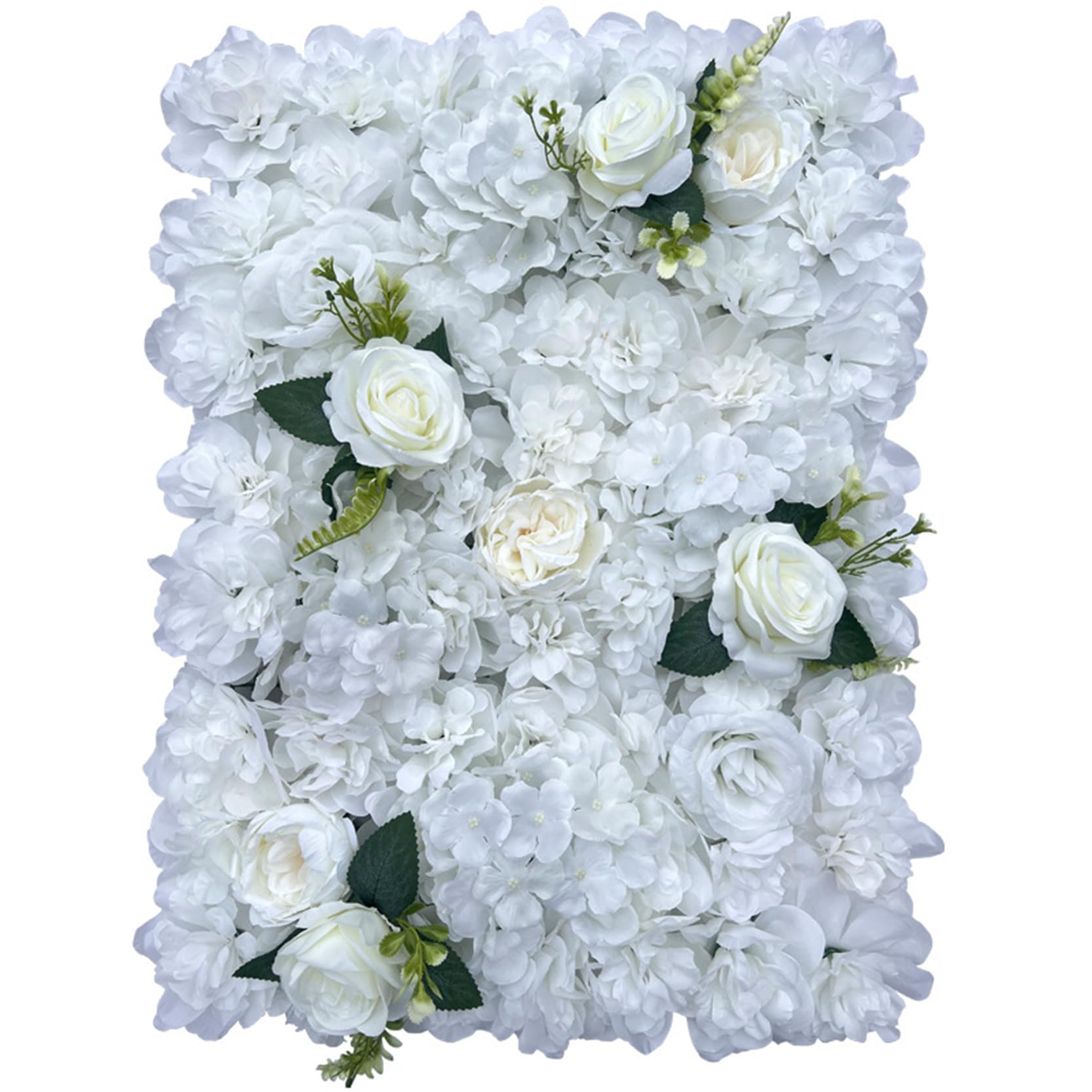 GOUZIBHD 3D Rose Wall Mat,24x16in Flower Wall Panel Faux Flower Wall Background Artificial Hydrangea Floral Panels for Wedding Party Room Home Wall Decoration(Color:White)