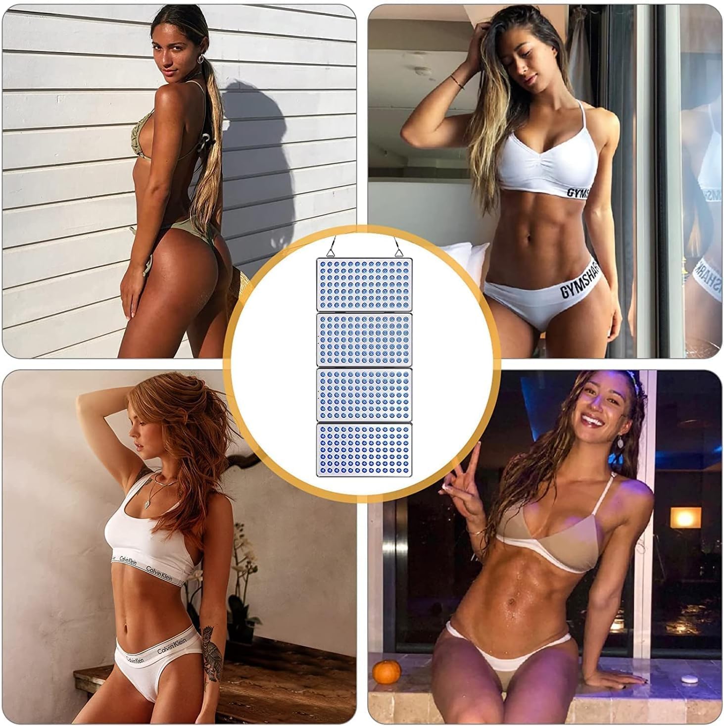 Lámpara bronceadora Solarium para el Hogar, 48w Lámpara de Bronceado para Cara y Cuerpo con 364 LEDs, Soporte y Gafas (Plata)