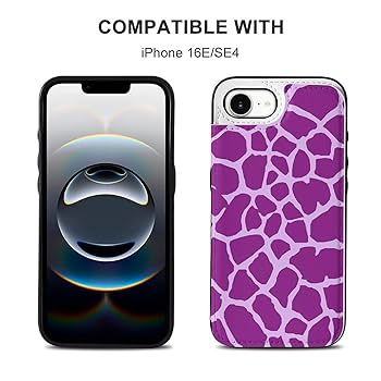 Amazon.co.jp: iPhone16e ケース 手帳型 紫 キリン柄 アイフォン