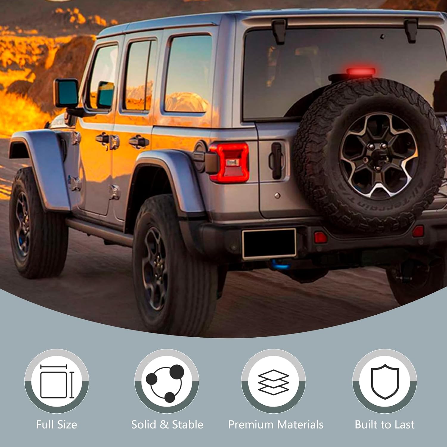 for Wrangler JL Adjustable Spare Tire Carrier Compatible with 2018-2026 Jeep Wrangler JL JLU, up to 40 inches Tire Lift with Third Brake Light & Rear-View Camera Slot (Camera not Included)