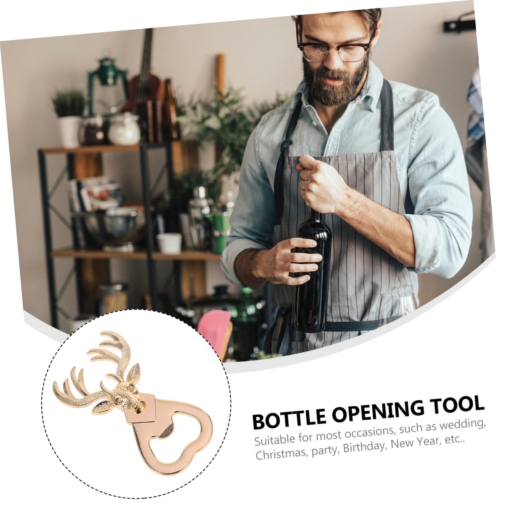 NAMOARLY 2pcs Bottle Opener Wine Opener Deer Design Multifunctional Lid Remover Favors Bottle Opening Tool Christmas Lid Remover Party Supply Stainless Steel Bride Lift