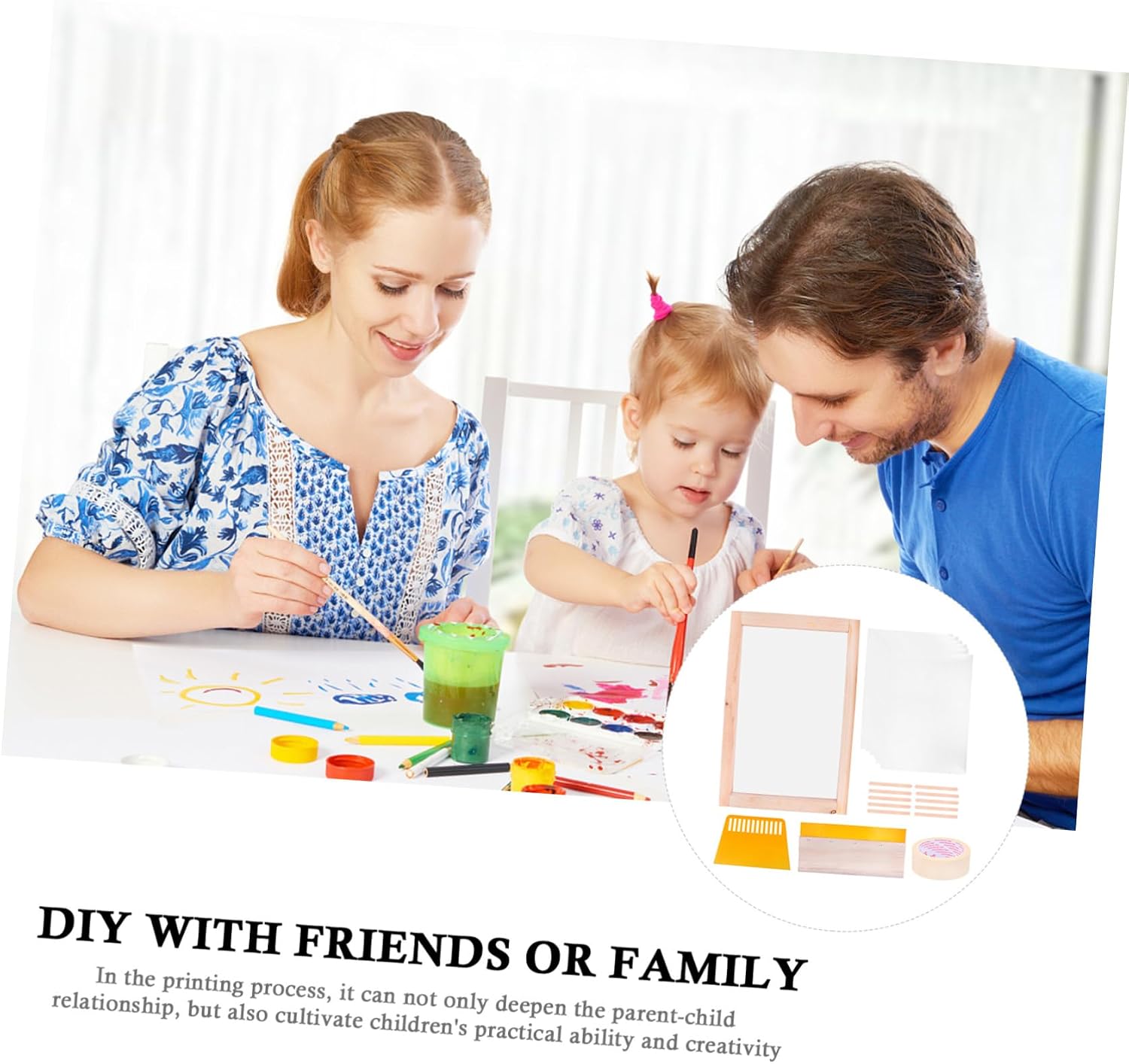 Screen Printing Kit with Squeegee and Transparent Film for Easy Printing Starter for DIY Projects and Creative Designs