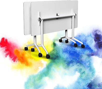 Folding Conference Table Modular Training Tables Conference Table with Wheels,Stackable Flip Top Table for Hotels Meeting Space Office2PC,70.8"
