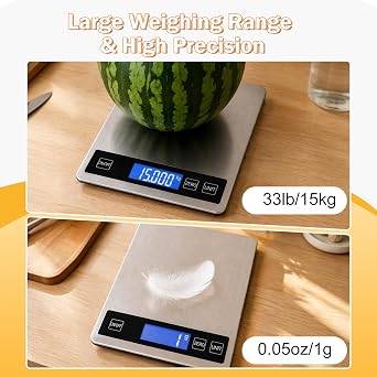 33lb Food Scale, Digital Kitchen Scale for Cooking Baking