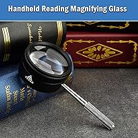 Vista 3 de Rongon Lupa de mano para trabajo cercano, lupas de lectura de alta claridad 35X, lupa portátil para degeneración macular, lectura de personas