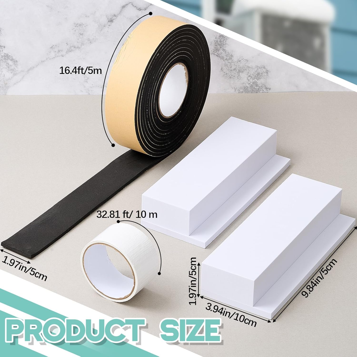 4 Pcs Foam Block Compatible with Midea U Shaped Window Air Conditioner Units, Ac Side Insulation Seal Kit with Seal Strip and Sealing Tape, Prevent Cold Air Leakage for Summer (White)