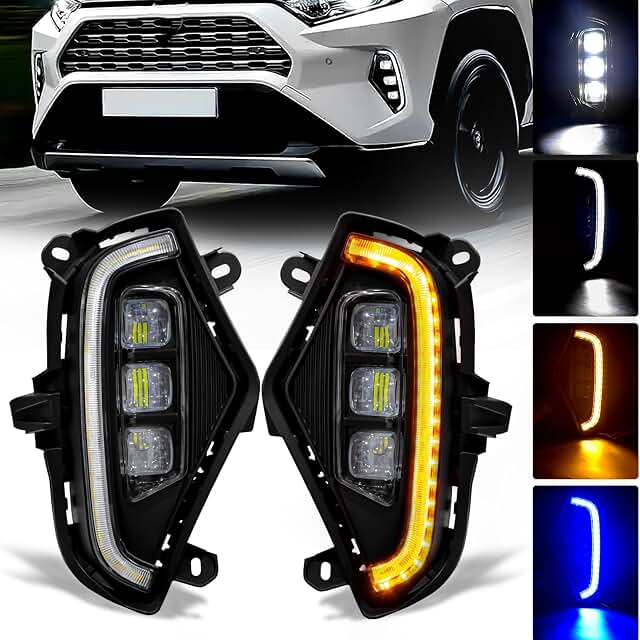 LED Fog Lights with 3 Color DRL for Toyota Rav4 2019-2026