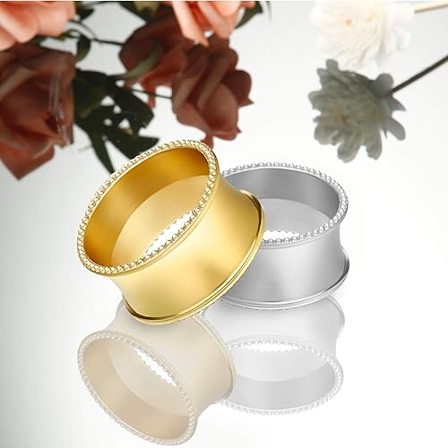 Miniatura 4 de Hotop Juego de 8 servilleteros plateados de metal con diamantes de imitación, delicada hebilla de servilleta para bodas, cenas, fiestas de