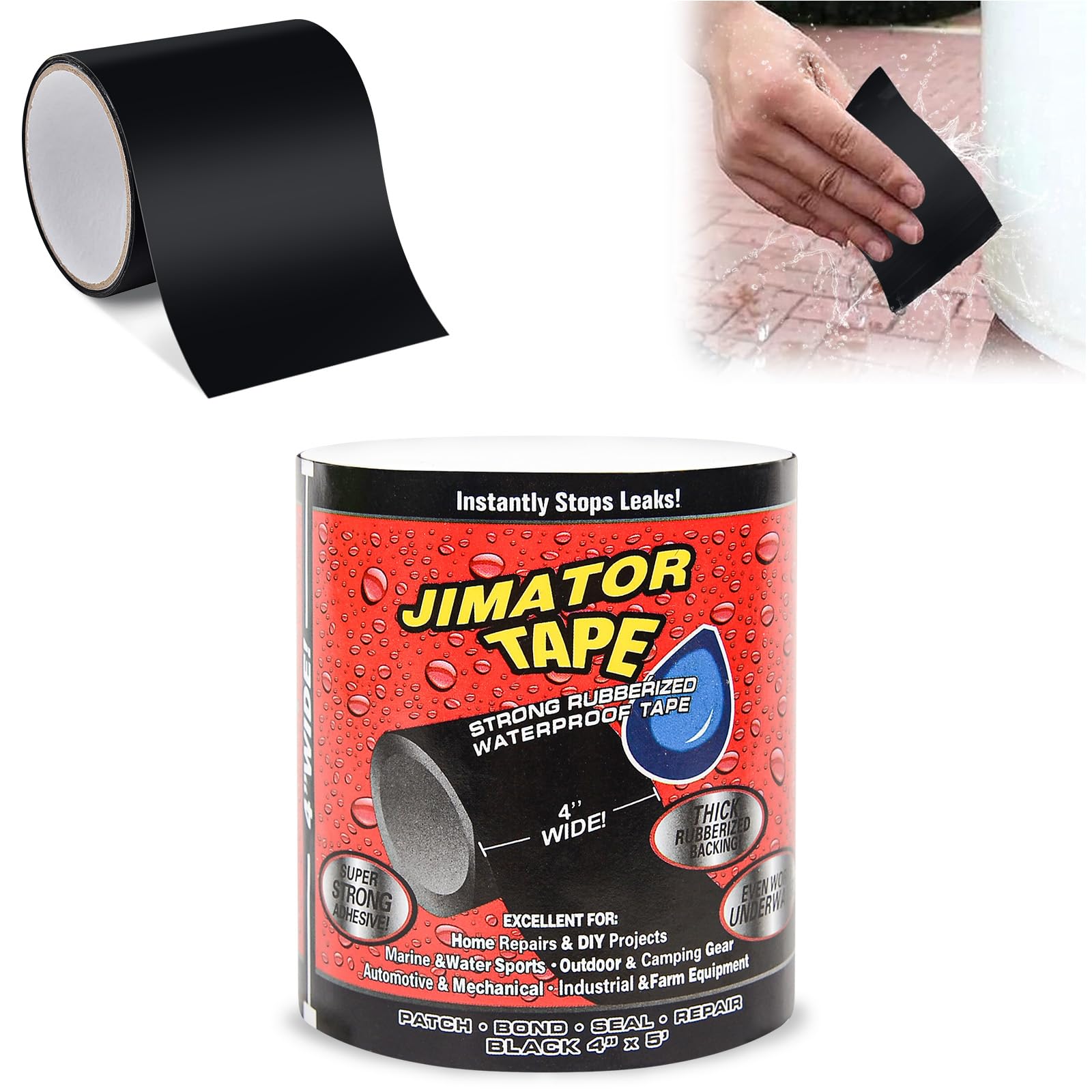 Nastro di riparazione adesivo forte in silicone nero, nastro flessibile impermeabile per fermare istantaneamente le perdite, per guarnizioni rotte