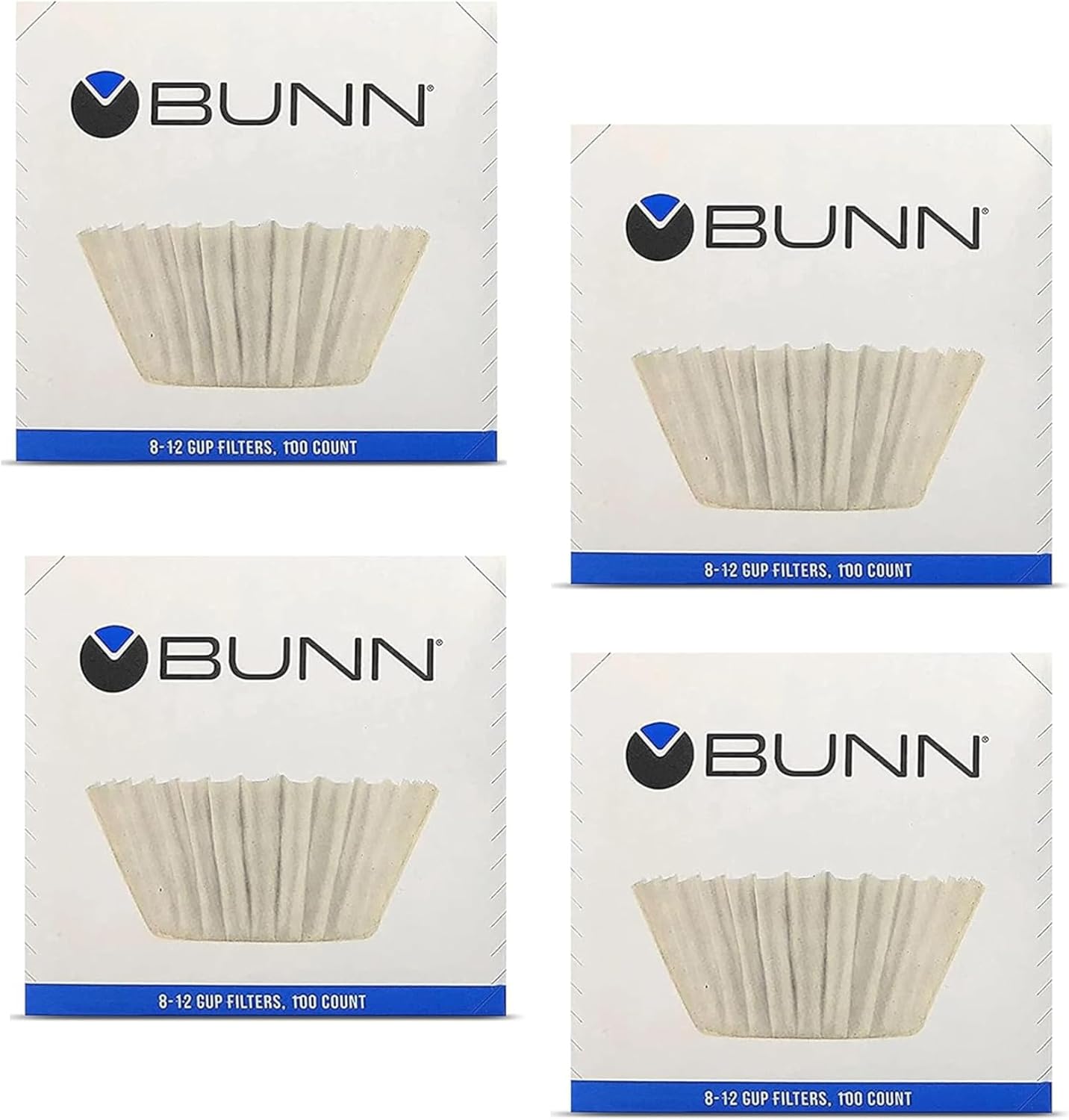 Bun Coffee Filters - Pack of 4-100 Per Box - 400 Total Coffee Filters - Stock up and Enjoy Plenty of Coffee - Quality Paper for Coffee Makers - 100% Biodegradable