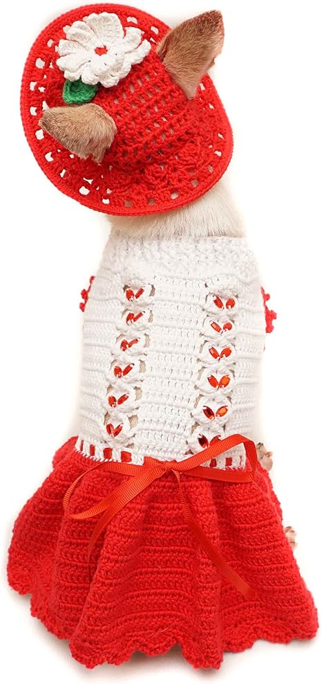 Summer Dog Dress Crochet Dog Sun hat 