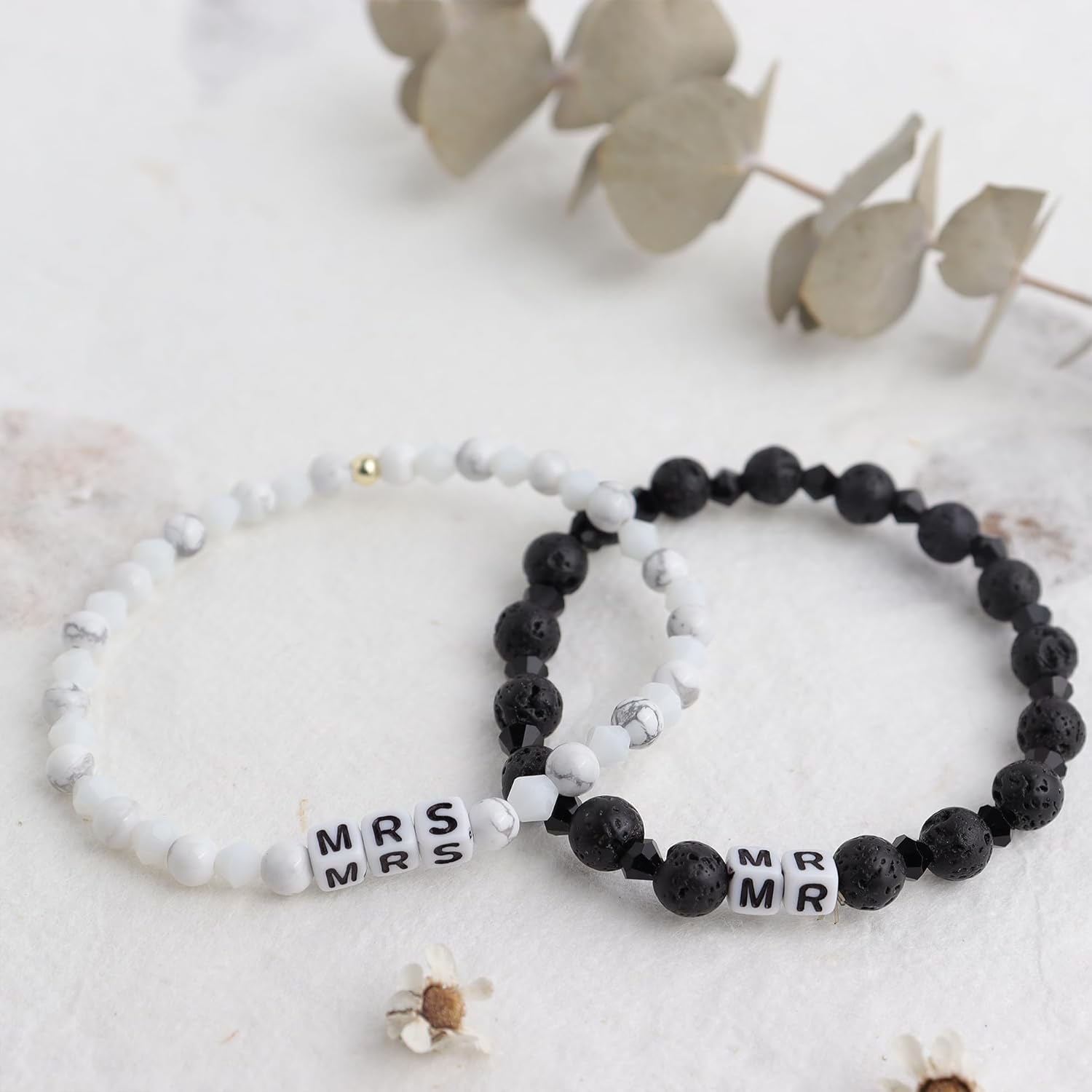 Inspirational Beaded Stretch Bracelets for Women, Stackable Stone Bead Ball Bracelet - Image 5