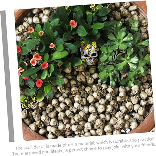 Miniatura 7 de Happyyami 20 adornos de calavera de Halloween de hierro forjado, maceta de flores para decoración de escritorio, decoración de miniture,