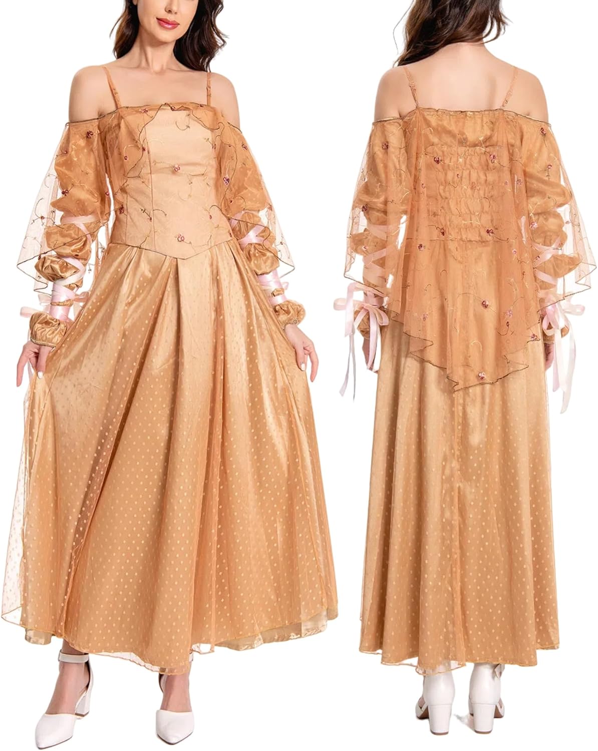 Princess Costume Dress Women Queen Cosplay Outfit Corset Accessories Yellow Dresses for Adult