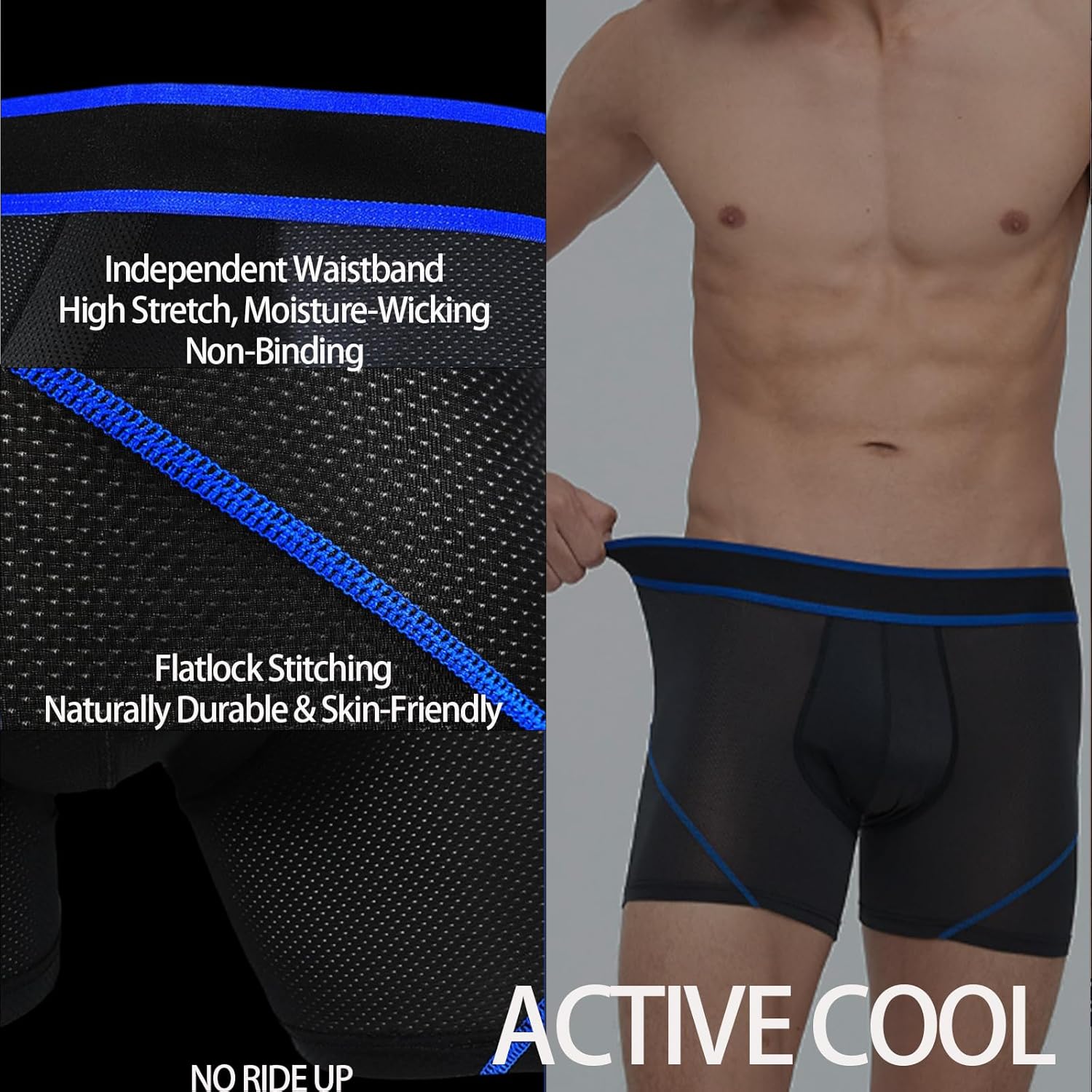 Men's Pouch Underwear with Support Pouch - Anti-Chafing Mesh Boxer Briefs, Tagless & Machine Washable - Image 5