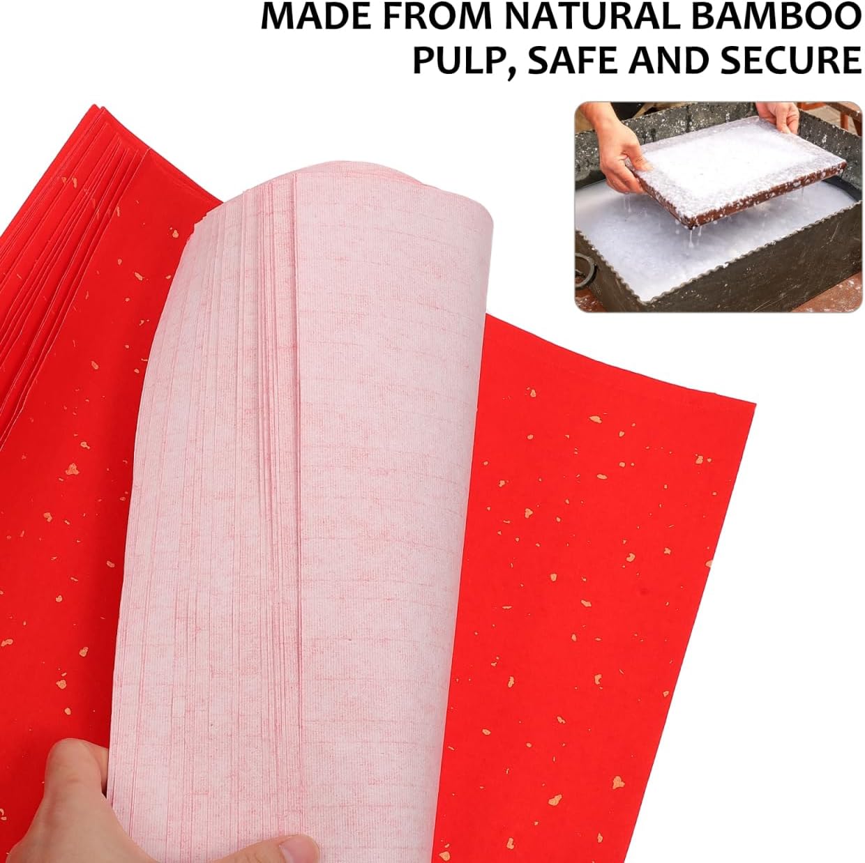 EXCEART 40 Sheets Red Xuan Paper Chinese Spring Festival Chunlian Duilian Paper Cut Chinese New Year Calligraphy Rice Red