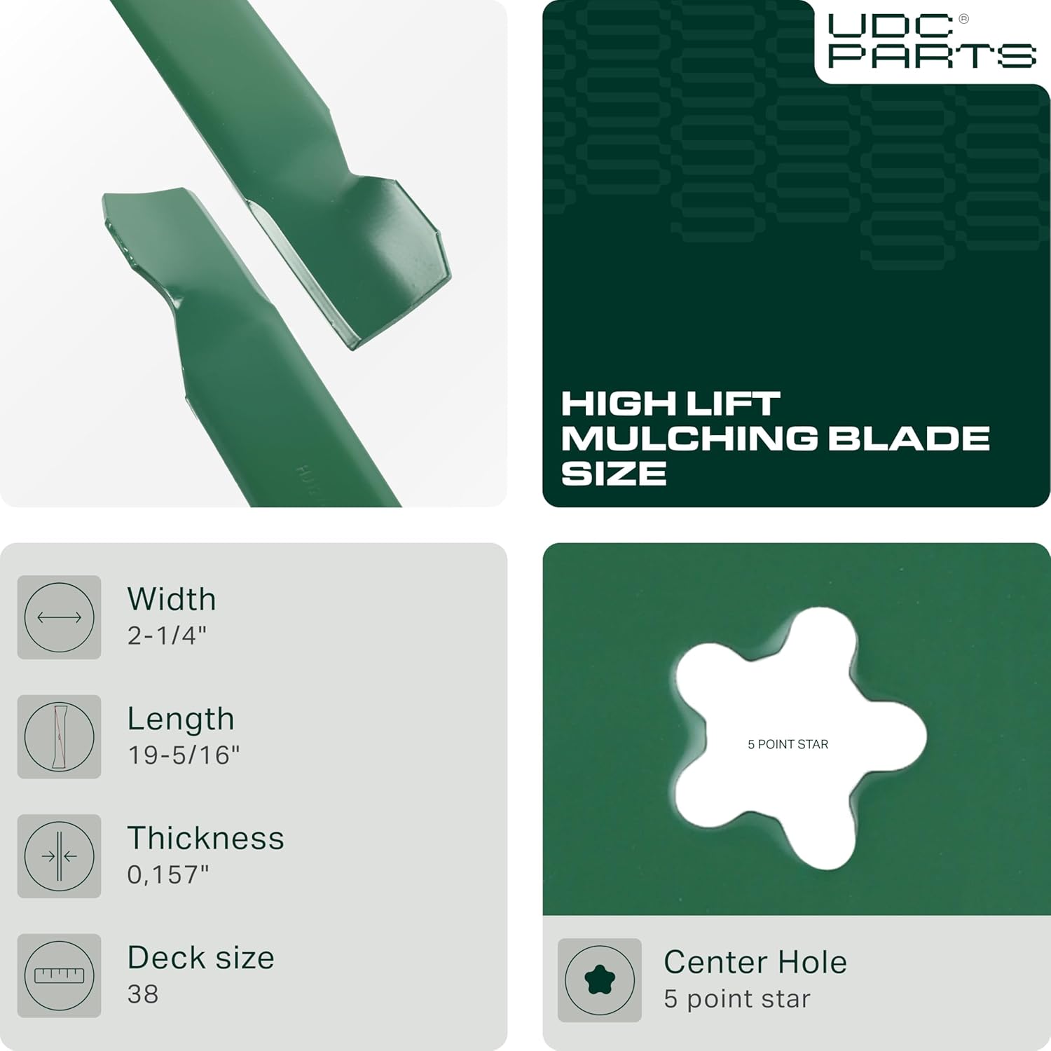 UDC Parts 140218/138497 Mower Deck Belt High Lift Mulching Blades/Fits AYP Husqvarna Snapper LTH1538