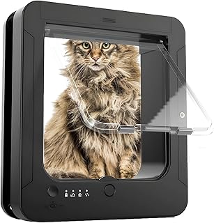 Mikrochip Katzenklappe mit selektivem Einstieg, inklusive 2 Sensorhalsbändern und Fernbedienung für sicheren Haustierzugang product image