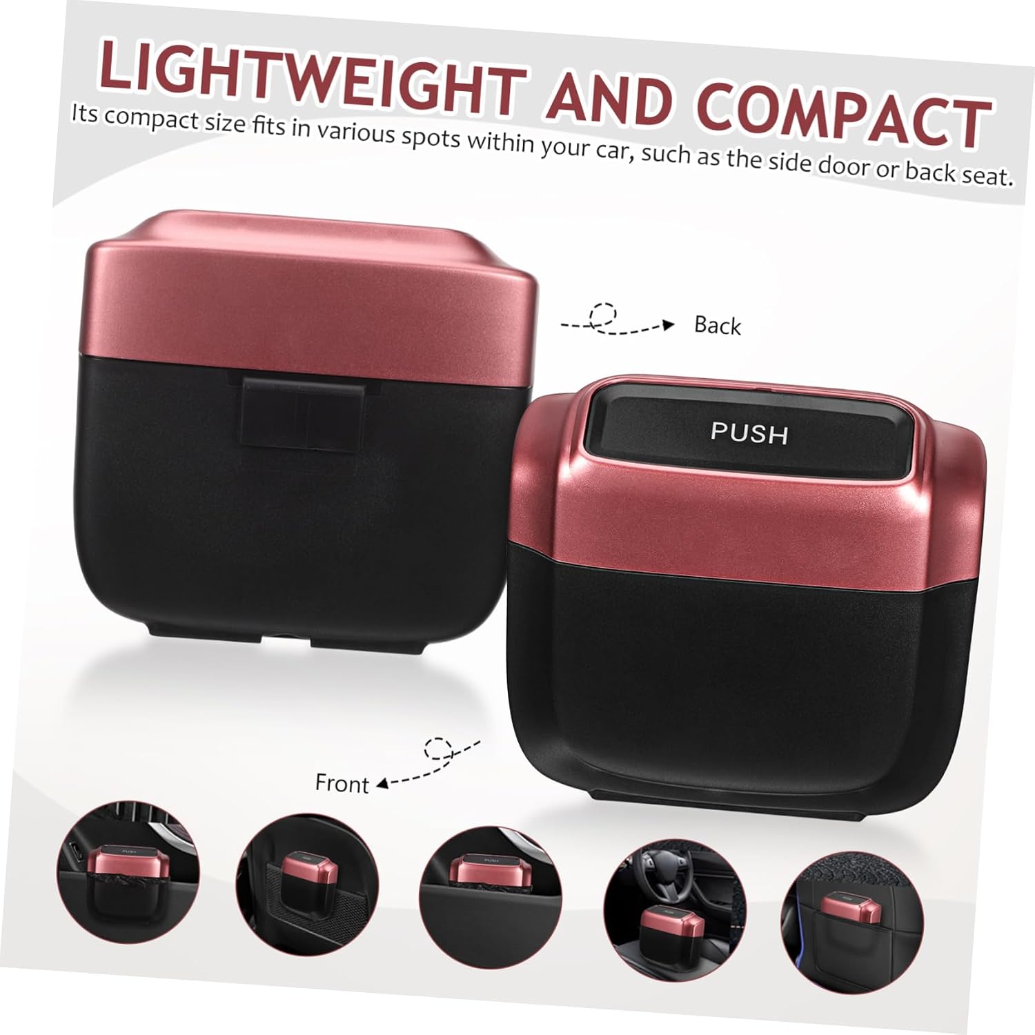 Car Trash Can Lid Small Trash Can Leak Proof Automotive Storage Car Trash Can Garbage Bag