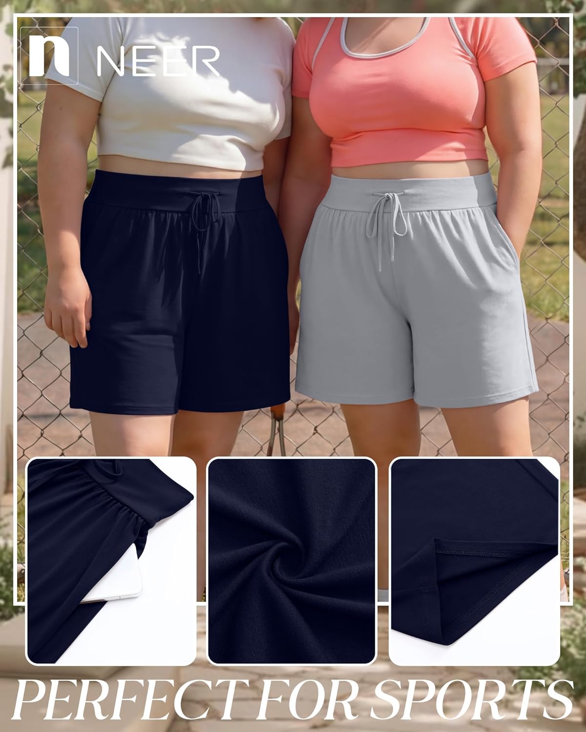 Neer 3 Pack Plus Size Women's Bermuda Shorts Drawstring High Waist Casual Athletic Sweatpants with Pockets XL-5xl