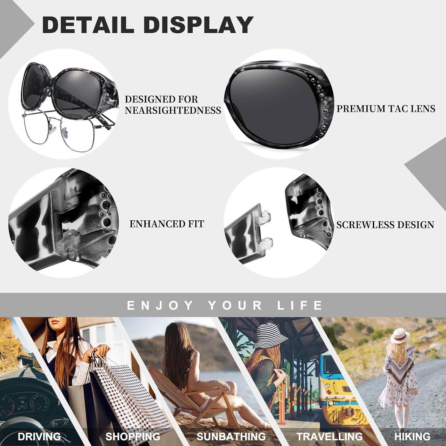  Women's Polarized Fit Over Sunglasses with Rhinestone thumbnail