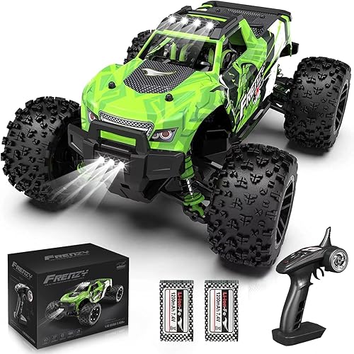 WIAORCHI Auto RC todo terreno 118, vehículo eléctrico 4WD de alta velocidad de 36 KPH con control remoto de 2.4 GHz, camiones RC todoterreno