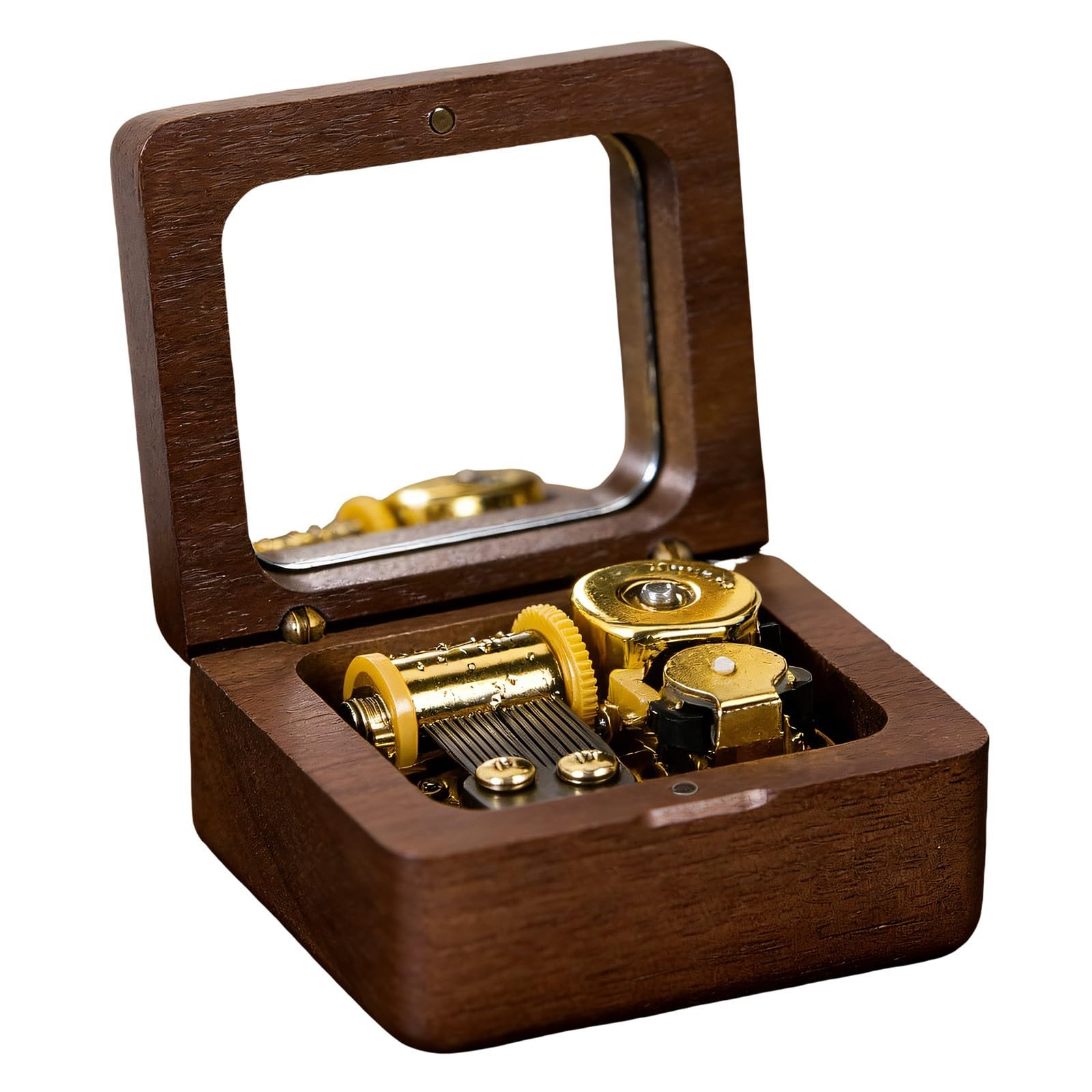 Tsophreniq Wooden Music Box with Mirrour Wind Up Clockwork Mechanism Musical Box Ornament Birthday Christmas