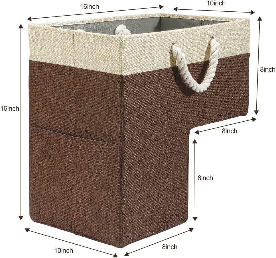 Stair Baskets for Carpeted Stairs,16"L *10"W -16"H,Hstair Basket Material: Cotton Linen, pp Board,Can Store Toys, Dirty Clothes, Magazines and Other Sundries(brown)