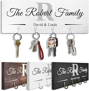 Personalized Wood Key Hooks for Wall Decor, Housewarming Gifts for New H...