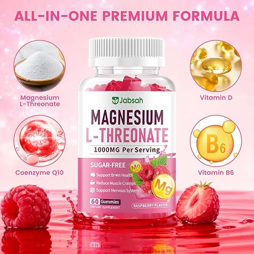 Miniatura 3 de Gomitas de magnesio L-treonato de 1000 mg para niños y adultos, suplemento de treonato de magnesio con vitamina D, B6 y coenzima Q10, apoyo