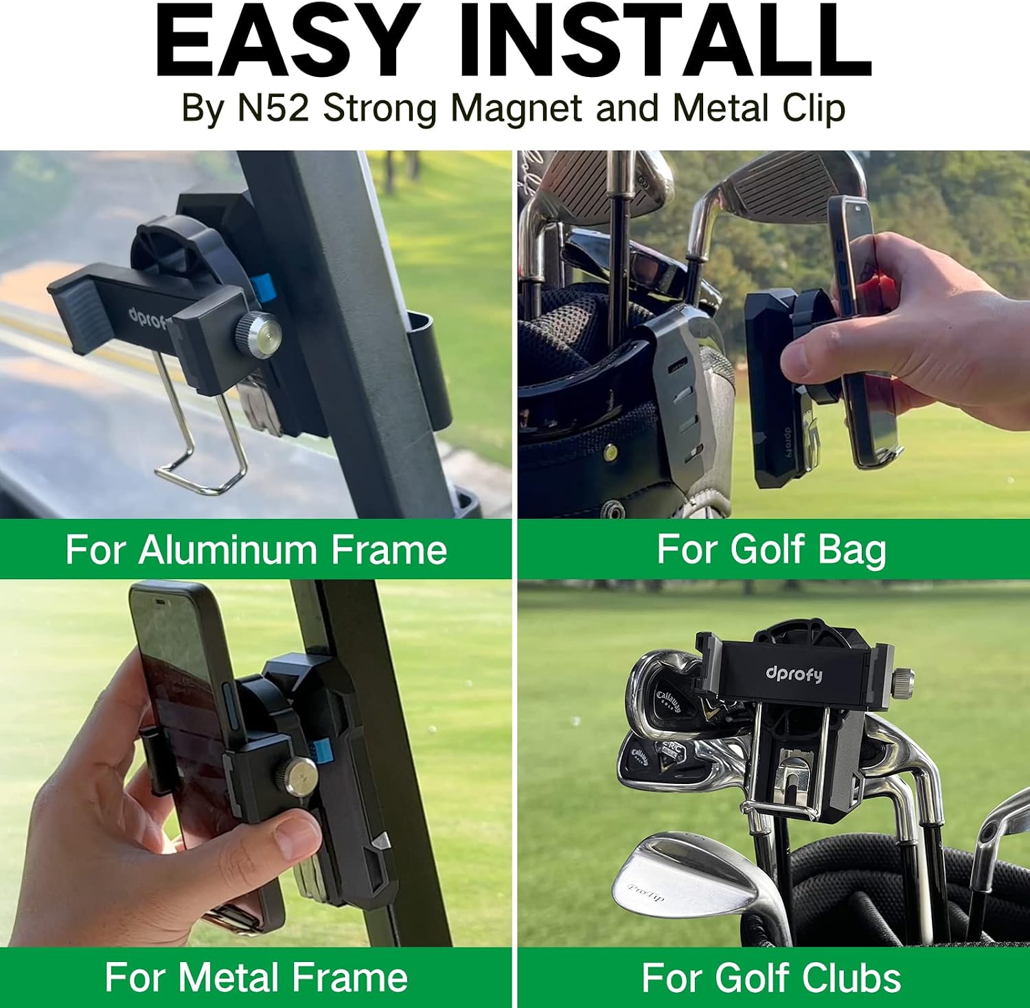 Magnetic Golf Phone Caddy,Golf Cart Accessories With Bluetooth Wireless Selfie Button Clicker,Record Golf Swing for Training Aid/Correct Your Swing Posture,Golf Gifts for Men/Women with Storage Case