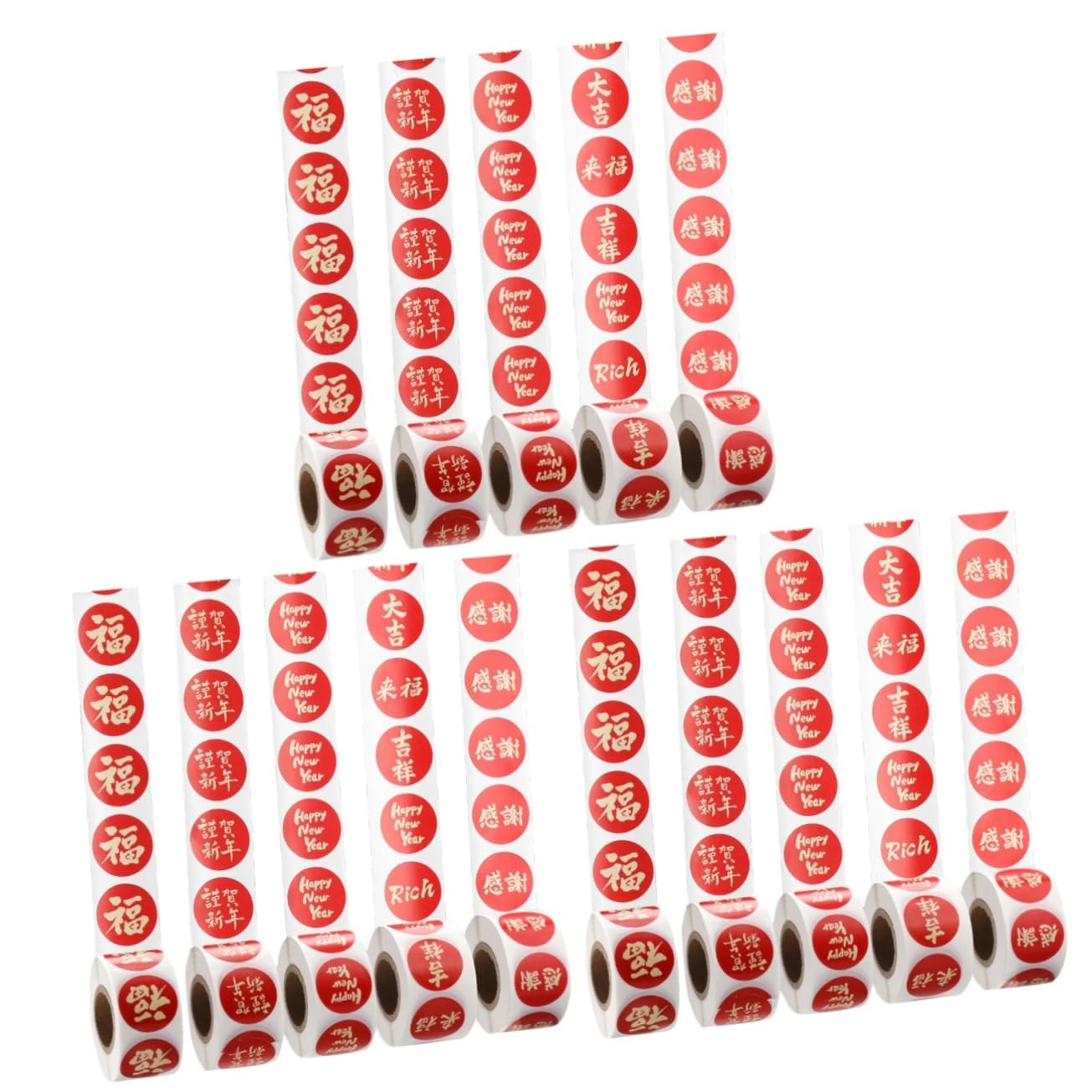 SHINEOFI 15rotoli Adesivi Rotondi Per Capodanno Etichette Decorativi Per Festival Del Del Coniglio Stickers Colorati e Divertenti Per Regali Buste e Scatole