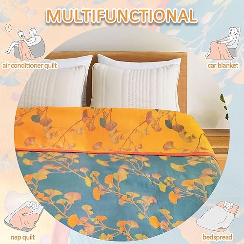 Miniatura 6 de Colcha reversible de Ginkgo, ligera, de muselina de algodón, suave y transpirable, para todas las estaciones, ropa de cama tamaño Queen, lavable a