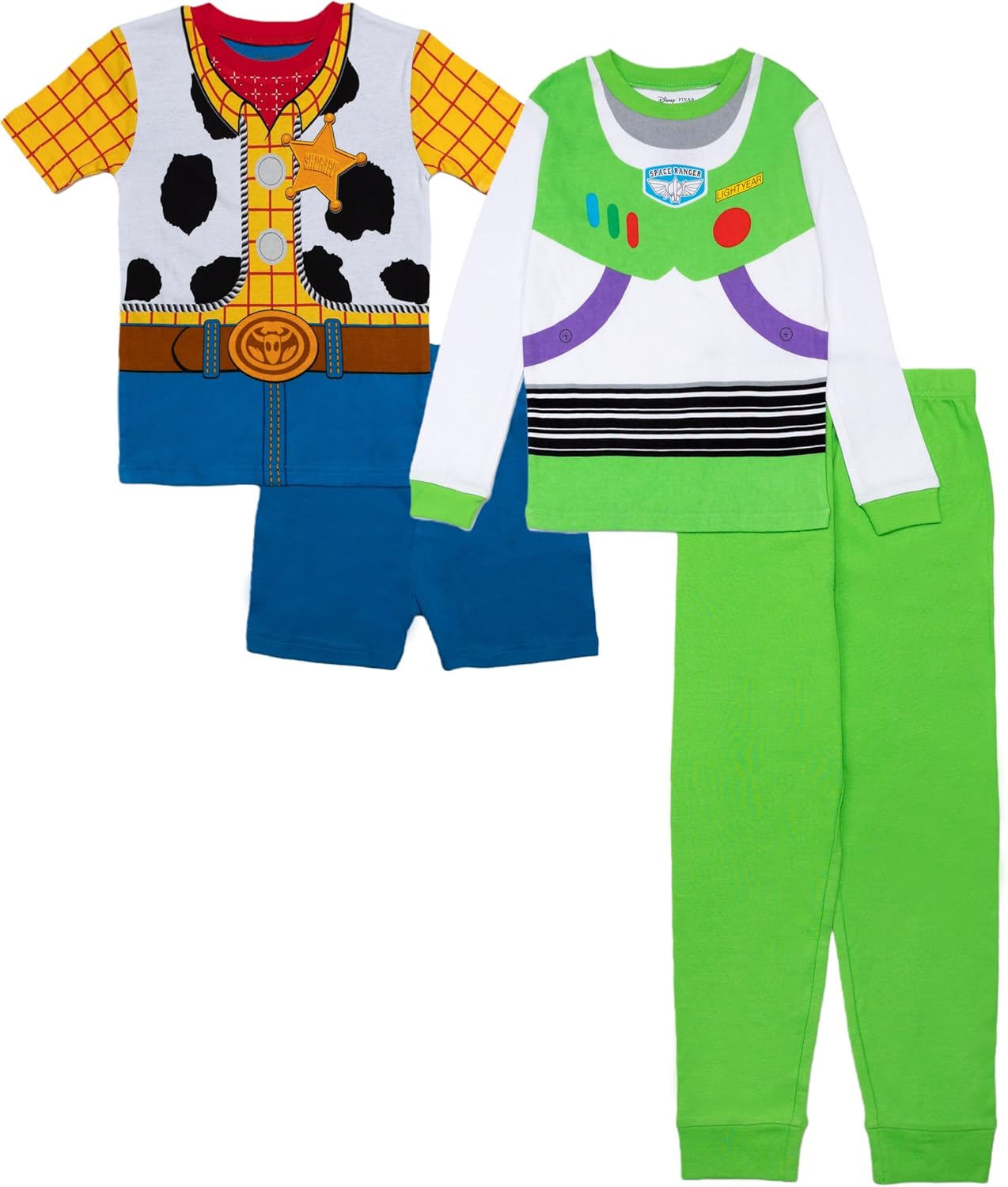 Disney boys 4-piece Snug-fit Cotton Pajama Set, Soft & Cute for Kids, BUZZ AND WOODY 4, 4