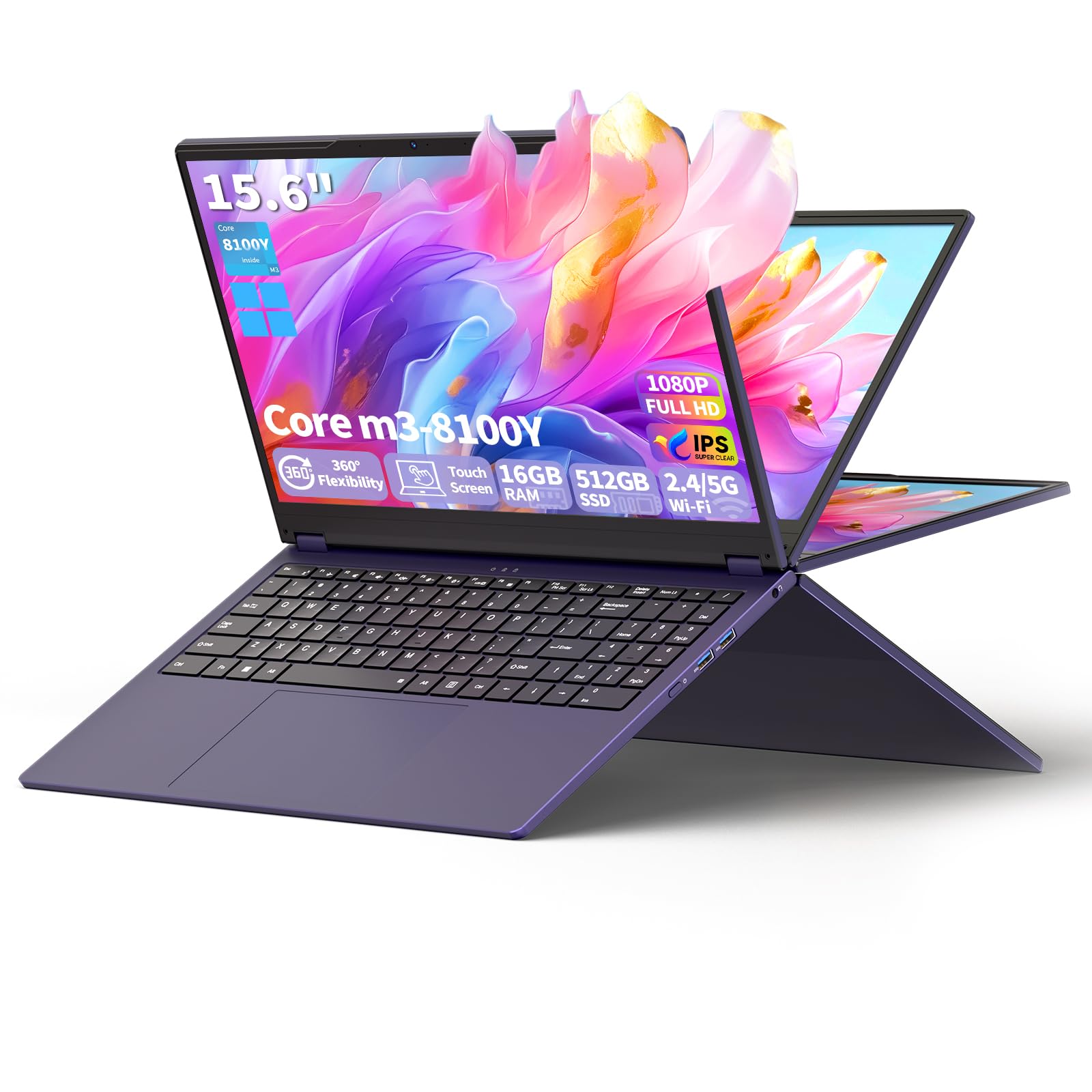 EKY 15.6 Inch Touchscreen Laptop,2-in-1 Convertible laptops,16GB,512GB SSD | Yoga Laptop…