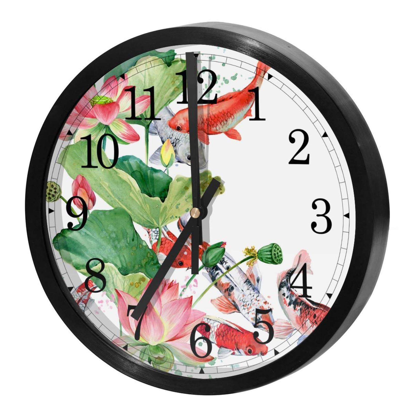 Horloge murale silencieuse à quartz motif carpe koï diamètre 30cm
