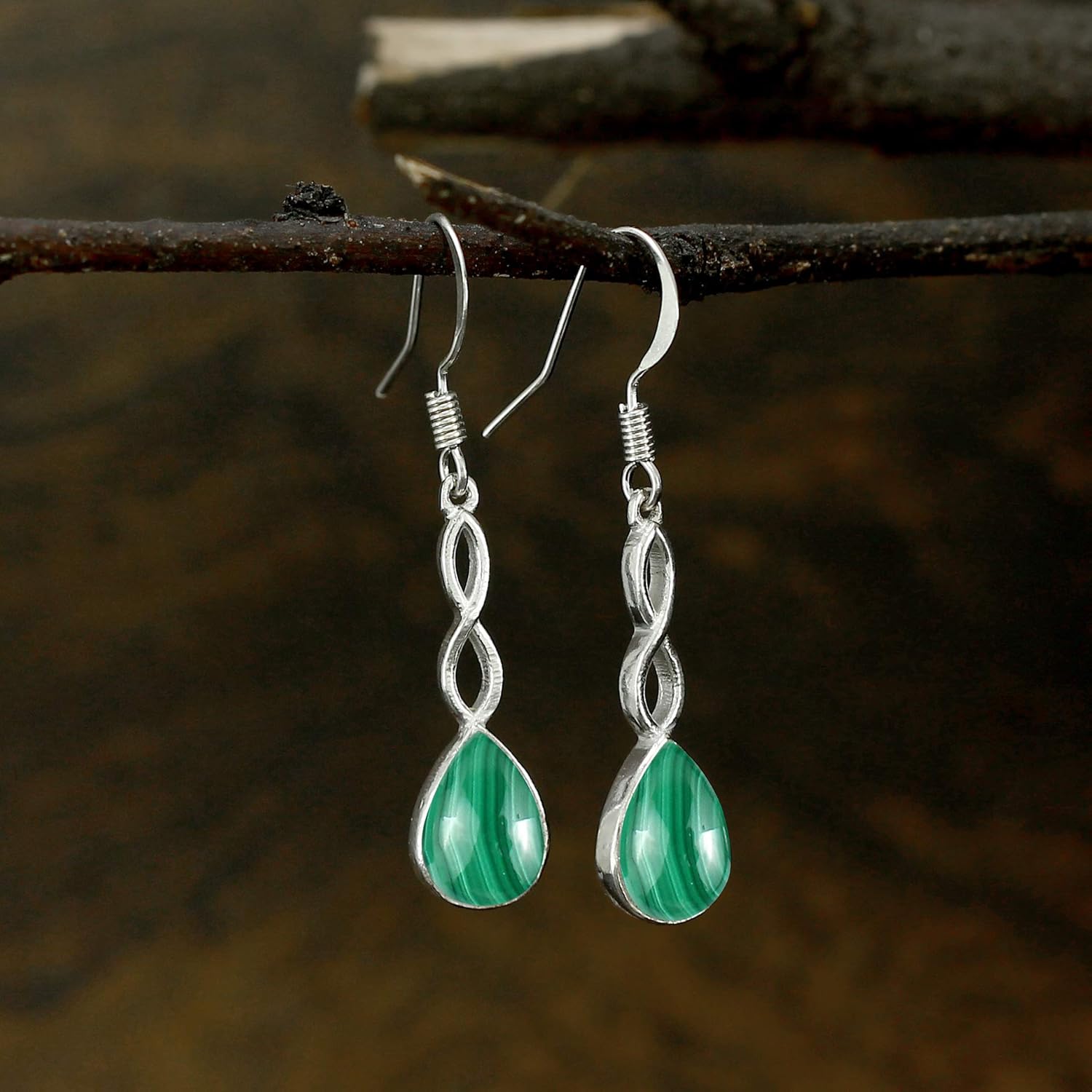 Teardrop Shape Natural Gemstone Dangle Earrings for Women - Handmade 925 Silver Plated Lightweight Birthstone Bohemian Jewelry - Perfect for Birthday & Special Occasions - Image 3