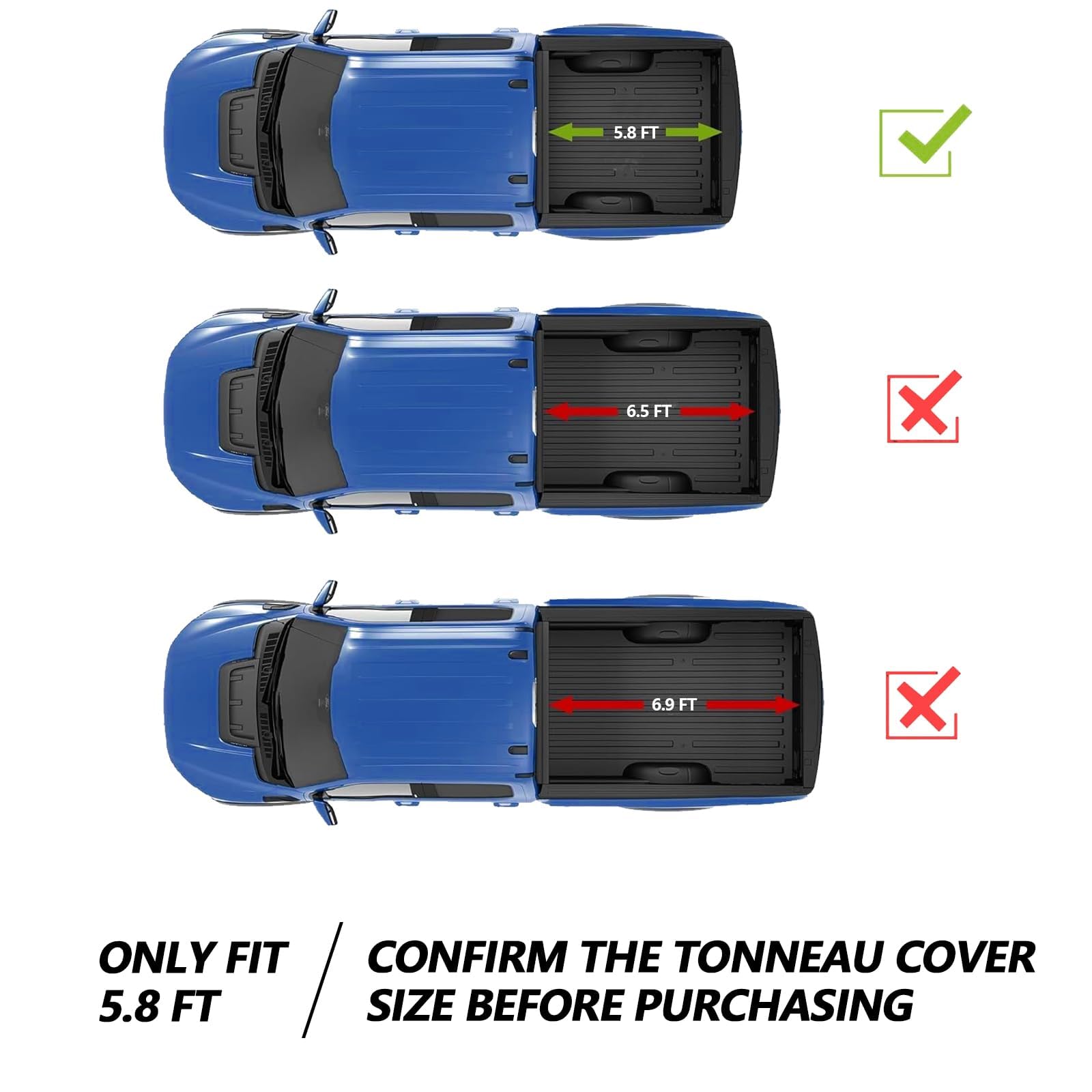 Kikito Professional FRP Hard Tri-Fold Truck Bed Tonneau Cover For 2007-2025 Silverado Sierra 1500 With 6.6ft (78.8-78.9in) Bed