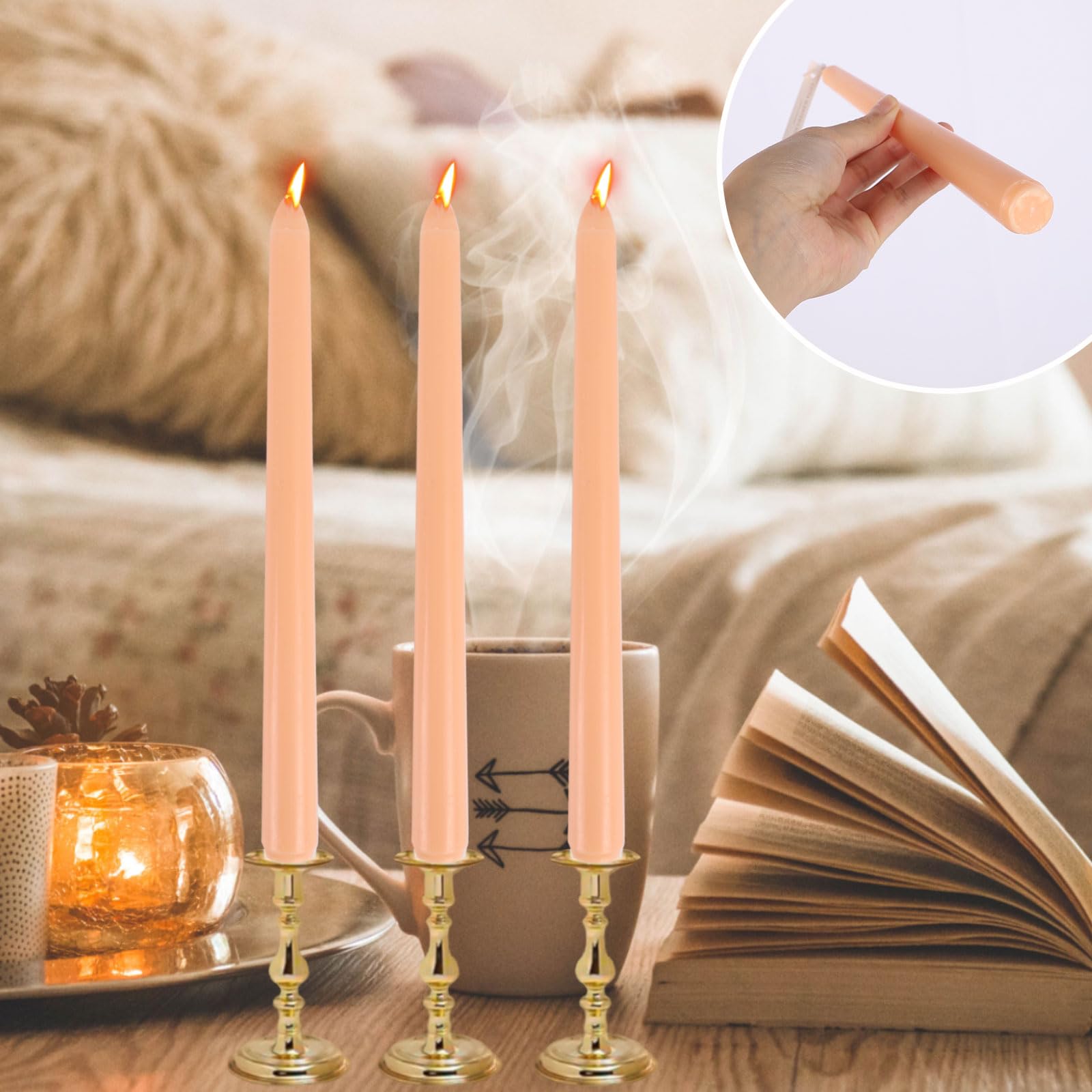 Spaas 14 Tapered Dinner Candles 21/220 Mm, ± 8 Hours, Unscented, Ivory