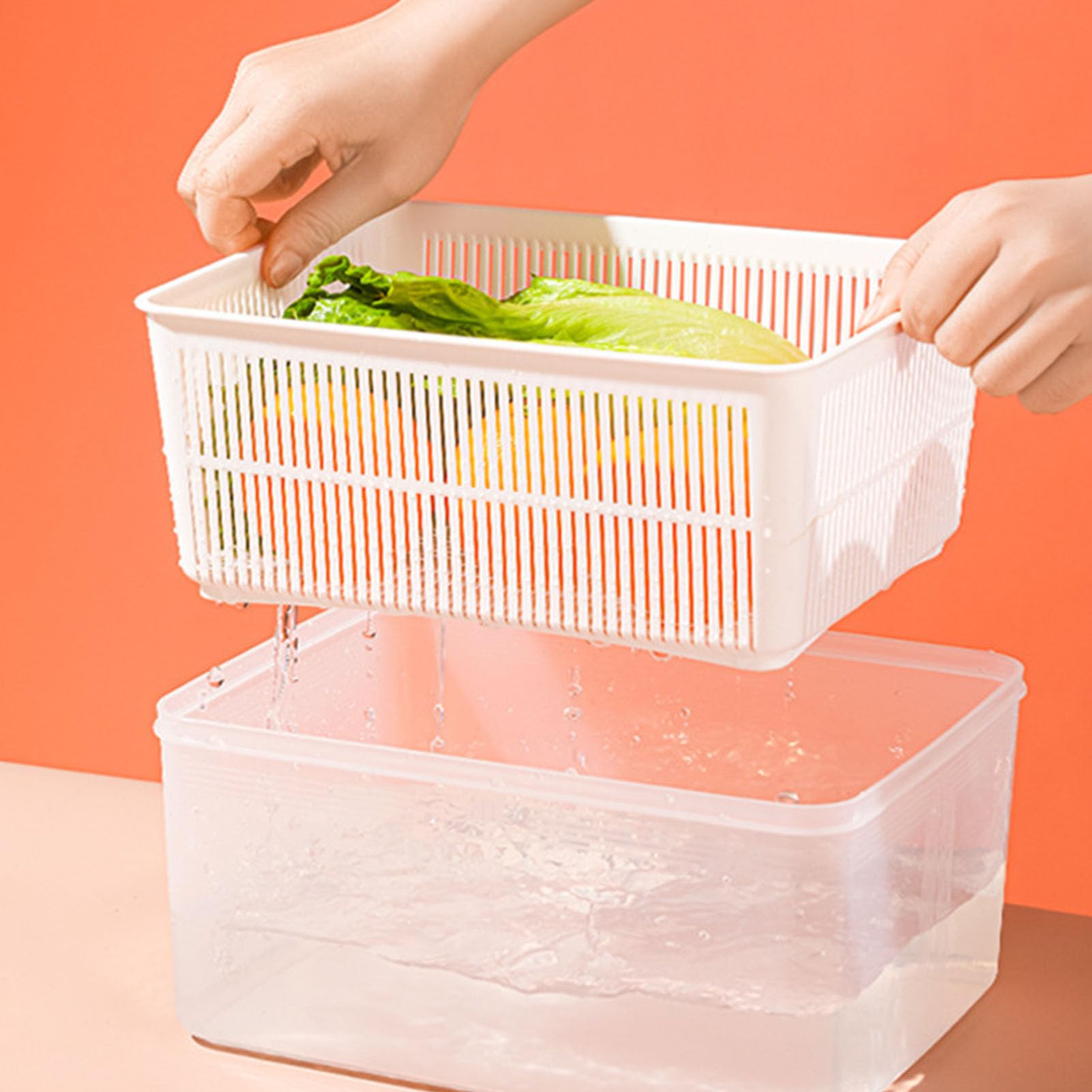 Panier à linge en plastique Tyenaza avec couvercle double couche