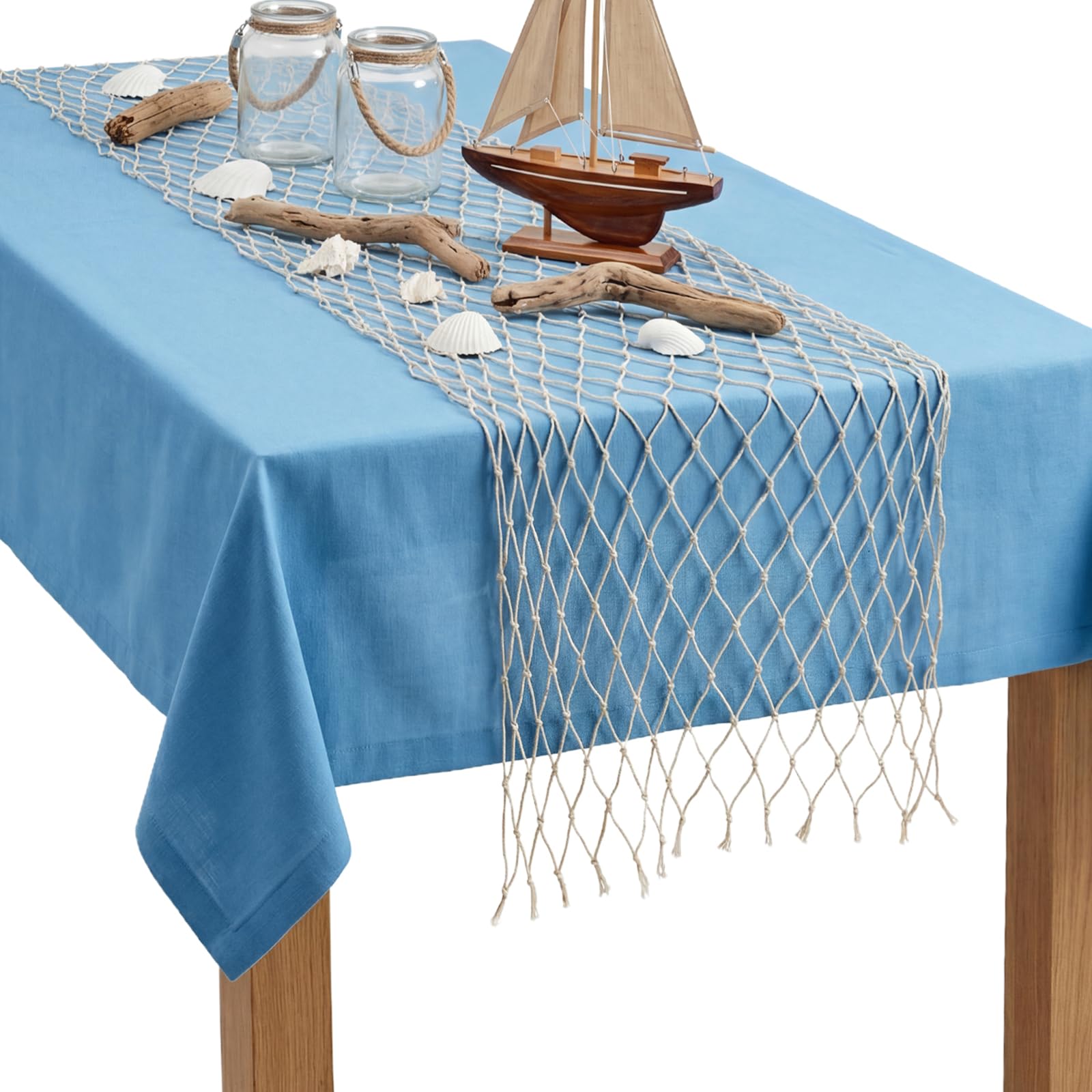 Photo 1 of SATINIOR 1 Pcs 12 x 72'' Fishing Net Table Runner Party Decor, Natural