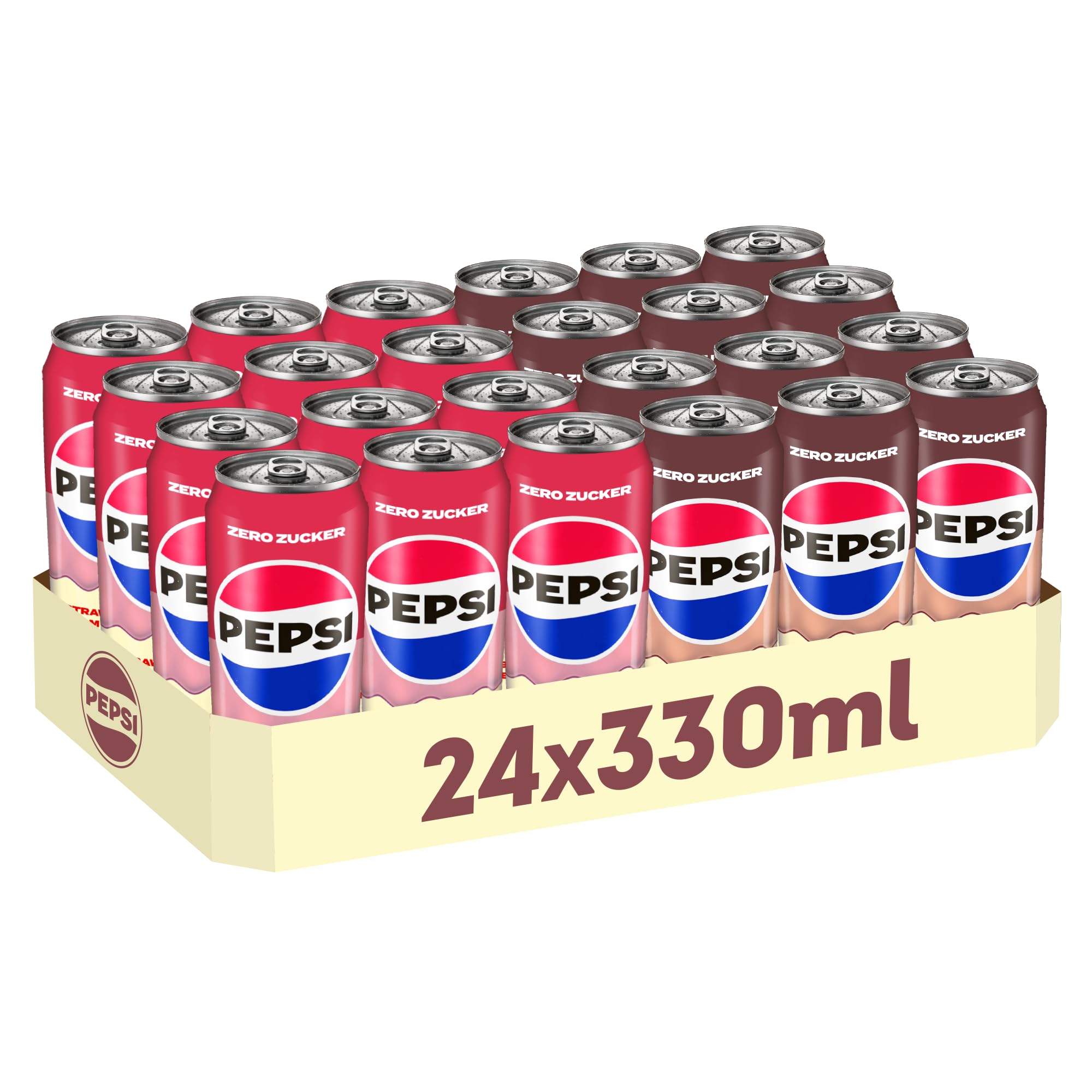 Pepsi Zero Cream Mix 24x330ml – 12x Vanilla Cream Soda & 12x Strawberry – Zuckerfreie Cola-Erfrischung mit Vanille- & Erdbeer-Geschmack