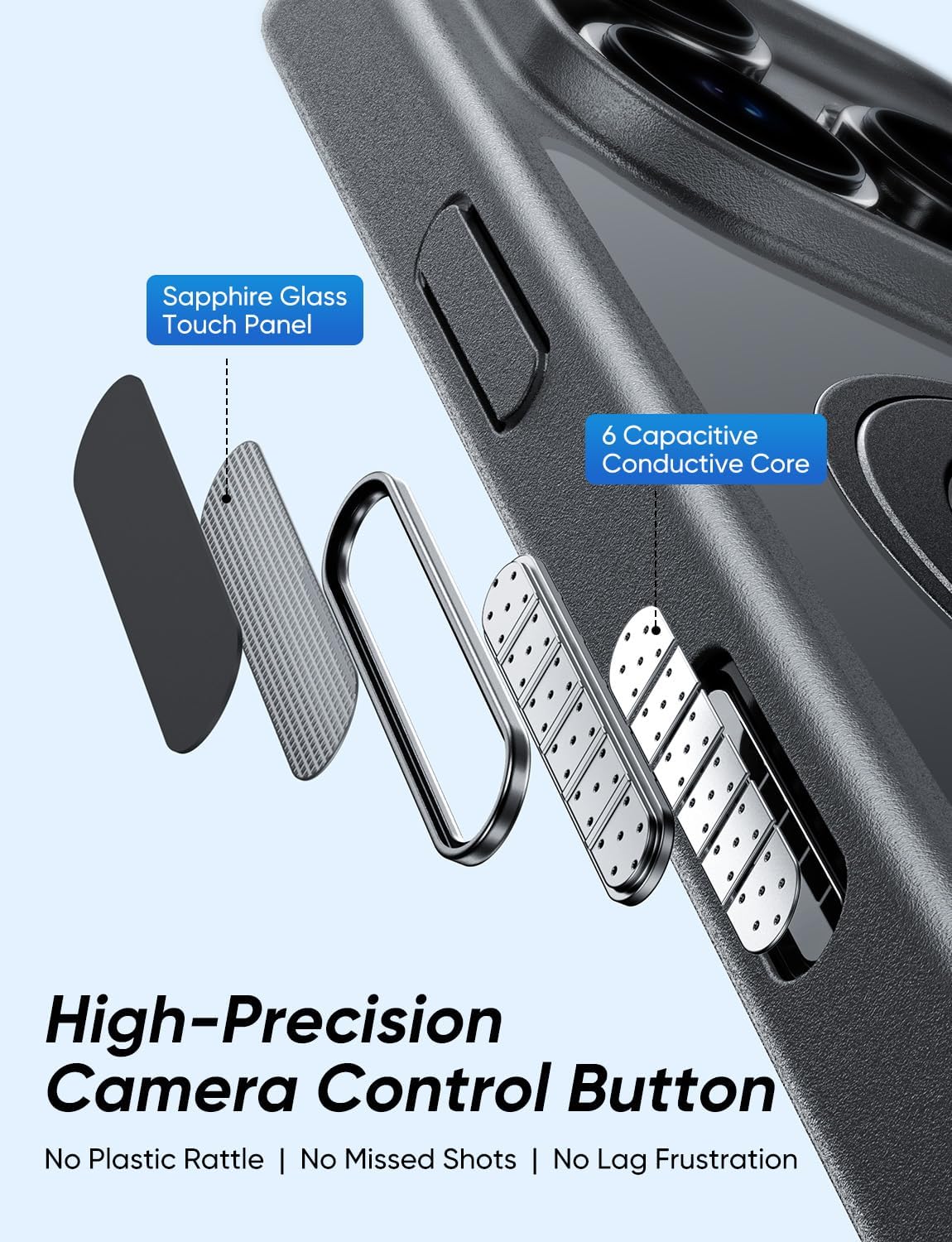 MAGIC JOHN 360° Rotatable Magnetic Invisible Stand for iPhone 16 Pro Case [Camera Control Button] [Compatible with MagSafe] 16FT Shockproof for iPhone 16 Pro Case with Kickstand, Black - Image 8