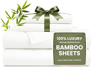 Love's cabin 3 Piece Twin XL Sheet Set, 100% Rayon Derived from Bamboo, Cooling & Breathable, Soft Silky Deep Pocket up to 16", Hotel Luxury Bedding for Hot Sleepers, White