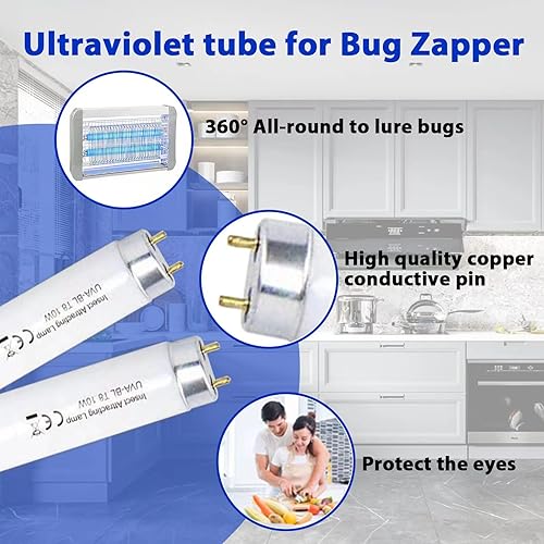 Miniatura 3 de Paquete de 6 bombillas T8F10W BL de repuesto de 10 W, tubo fluorescente de 10 vatios para dispositivo de 20 W, luz negra de 365 nm de 13 pulgadas