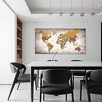Vista 6 de B0575 - Póster de mapa del mundo, lienzo para pared, diseño moderno de mapa enmarcado del mundo, decoración de oficina en casa, mapas, impresiones