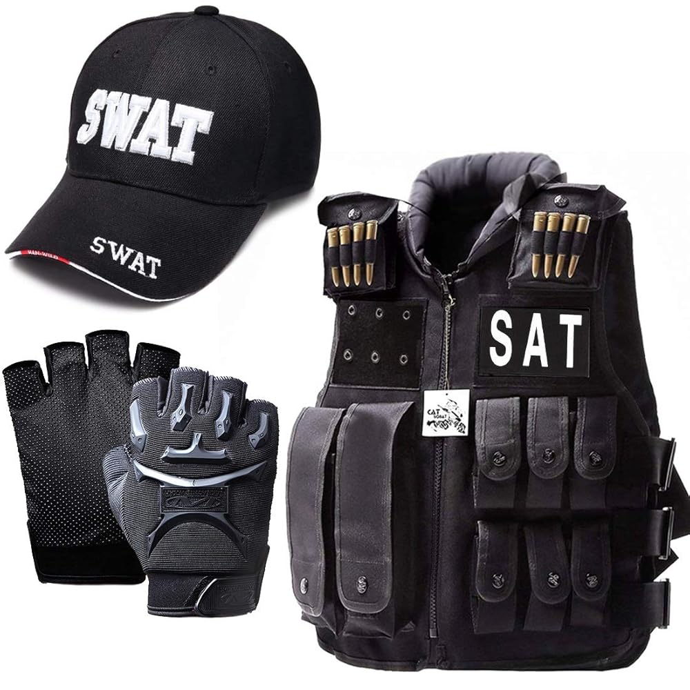 S.W.A.T.タクティカルベスト&キャップセット Amazon.co.jp: [Catsobat] 【SWATベスト＆キャップセット